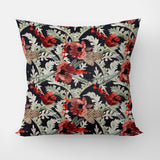 Poppy Flowers Fir Tree Branches Berries Christmas Throw Pillow Cover ANEMONE