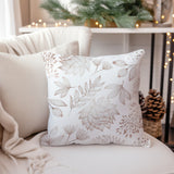 Rose Gold Floral Blossom Branches White Christmas Throw Pillow Cover BIANCA