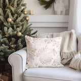 Rose Gold Floral Blossom Branches White Christmas Throw Pillow Cover BIANCA