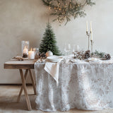 Rose Gold Floral Blossom Branches White Christmas Tablecloth BIANCA