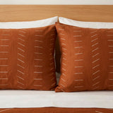 Minimalist Terracotta Rust Burnt Orange Ivory Cotton Duvet Cover Set NIAMEY