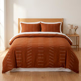 Minimalist Terracotta Rust Burnt Orange Ivory Cotton Duvet Cover Set NIAMEY