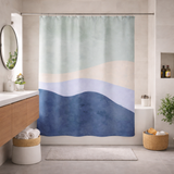 Abstract Minimalist Blue Shades Ocean Coastal Shower Curtain OCEAN