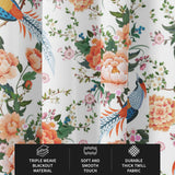 Diamond Pheasant Birds & Flowers Peony Daisies Floral Blackout Window Curtain AMELIA