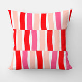 Vertical Lines Red Pink Maximalist Dopamine Decor Aesthetic Throw Pillow Cover