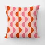 Retro Abstract Geometric Orange Pink Maximalist Dopamine Decor Aesthetic Throw Pillow Cover