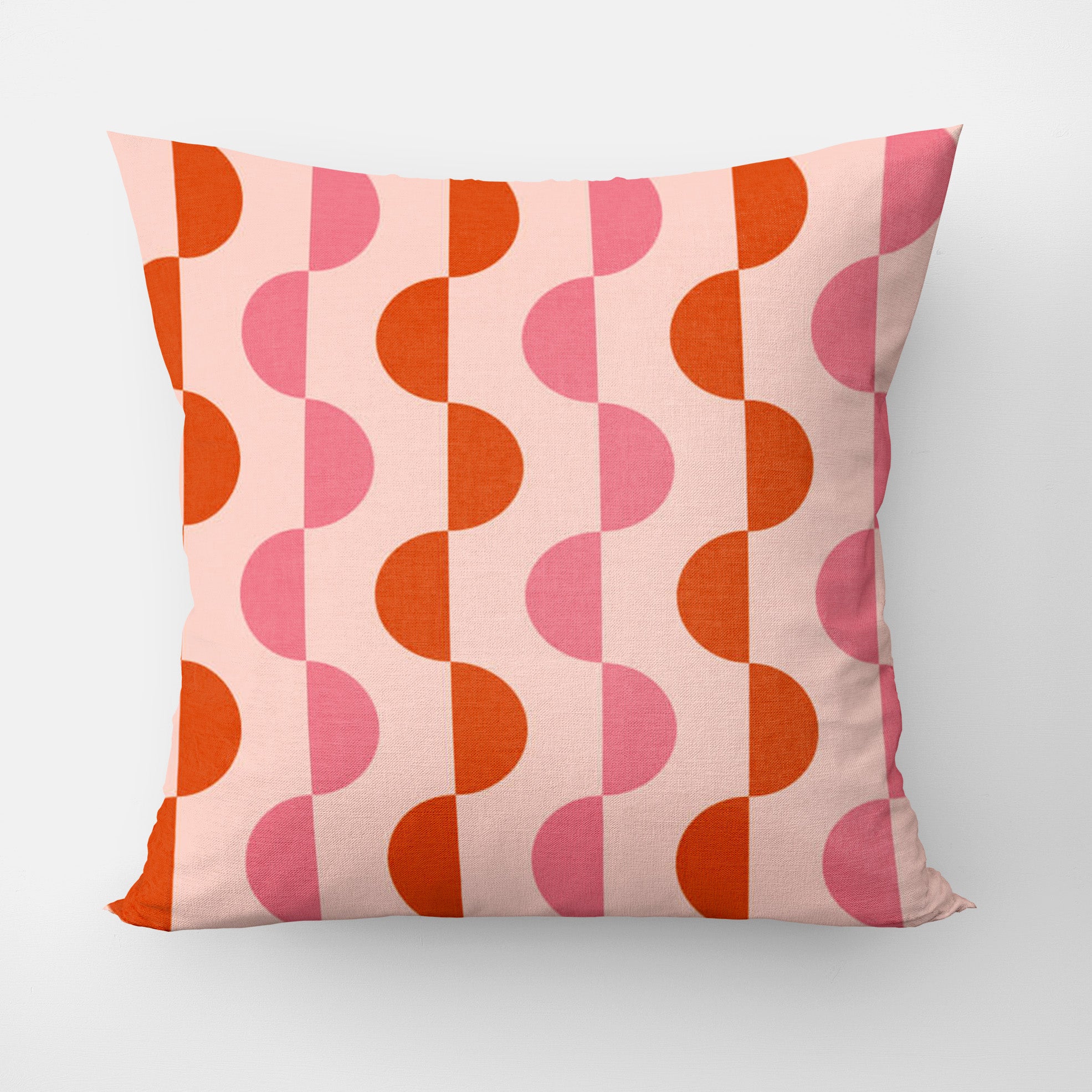 Retro Abstract Geometric Orange Pink Maximalist Dopamine Decor Aesthetic Throw Pillow Cover