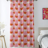 Retro Abstract Orange Pink Beige Maximalist Aesthetic Blackout Window Curtains GLOWRA