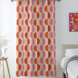 Retro Abstract Orange Pink Beige Maximalist Aesthetic Blackout Window Curtains GLOWRA