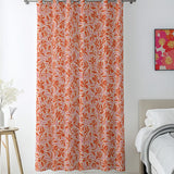 Naive Art Abstract Floral Orange Pink Maximalist Aesthetic Blackout Window Curtains JOYETTE