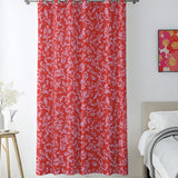 Abstract Botanic Pink Red Maximalist Aesthetic Blackout Window Curtains ROSANOVA