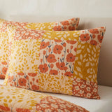Botanical Floral Orange Poppies Mustard Yellow Cotton Duvet Cover Set SOLANA
