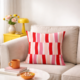 Vertical Lines Red Pink Maximalist Aesthetic Throw Pillow Cover