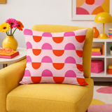 Retro Half Circle Pink Burnt Orange Maximalist Pillow Cover ARKIVA