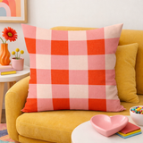 Checker Red Pink Maximalist Aesthetic Throw Pillow Cover