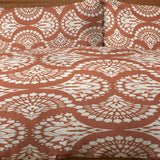 Abstract Geometric Damask Rust Brown Cotton Duvet Cover Set ROCHELLE