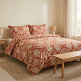 Abstract Damask Rust Brown Cotton Duvet Cover Set ROCHELLE