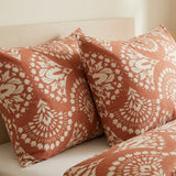 Abstract Damask Rust Brown Cotton Duvet Cover Set ROCHELLE