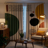 Abstract Art Geometric Mid Century Modern Blackout Window Curtains ROHE - 2 Panels