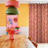 Naive Art Abstract Floral Orange Pink Blackout Window Curtain JOYETTE