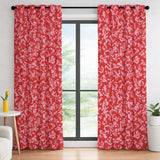 Botanical Pink Red Blackout Window Curtains ROSANOVA