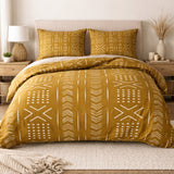 African Mudcloth Print Mustard Yellow Cotton Duvet Cover Set SADE