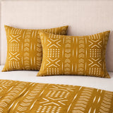African Mudcloth Print Mustard Yellow Cotton Duvet Cover Set SADE
