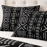 African Mudcloth Black White Geometric Cotton Duvet Cover Set SADE