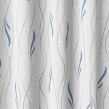 Abstract Modern Minimalist Thin Leaves White Blue Semi Sheer Window Curtain SAIGE