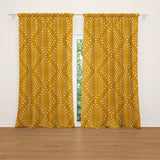 African Mustard Yellow White Mudcloth Blackout Window Curtain SAMBURU