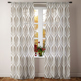 Neutral Abstract Modern Beige White Semi Sheer Window Curtain AVERY