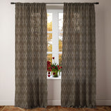 Abstract Modern Geometric Brown White Semi Sheer Window Curtain ATLAS