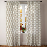 Neutral Abstract Modern Beige Cream Semi Sheer Window Curtain BLAKE