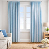 Scandinavian Thin Striped Light Blue White Blackout Window Curtain SNO
