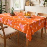 Abstract Retro Burnt Orange Pink Maximalist Tablecloth SOLARA