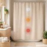 Three Sun Beige Sunburst Boho Chic Shower Curtain SOLEIL
