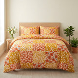 Botanical Floral Orange Poppies Mustard Yellow Cotton Duvet Cover Set SOLANA