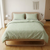 Nordic Minimalist Striped Scandinavian Cotton Duvet Cover Set SAGE GREEN