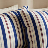 Nordic Blue Burgundy Striped Coastal Scandinavian Cotton Duvet Cover Set NORDHAVN