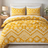 Abstract Geometric Ethnic Mudcloth Yellow Cotton Duvet Cover Set SULIEN