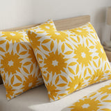 Abstract Geometric Floral Yellow Cotton Duvet Cover Set SUNNIVA