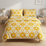 Abstract Geometric Floral Yellow Cotton Duvet Cover Set SUNNIVA