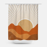 Earthy Tones Sunburst Landscape Sun Terracotta Burnt Orange Boho Shower Curtain SUNNY