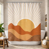 Earthy Tones Sunburst Landscape Sun Terracotta Burnt Orange Boho Shower Curtain SUNNY