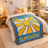 Abstract Retro Groovy Cotton Woven Throw Blanket SUNSHINE