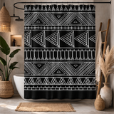 African Mudcloth Black White Ethnic Shower Curtain TARAJI