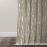 Neutral Abstract Modern Beige White Semi Sheer Window Curtain THEO