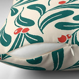 Mistletoe Branch Christmas Floral Green Red Throw Pillow Cover MISTLETOE