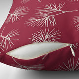 Pine Tree Christmas Foliage Burgundy Throw Pillow Cover EVE