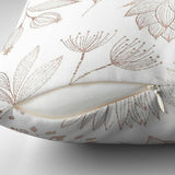 Rose Gold Floral Blossom Branches White Christmas Throw Pillow Cover BIANCA